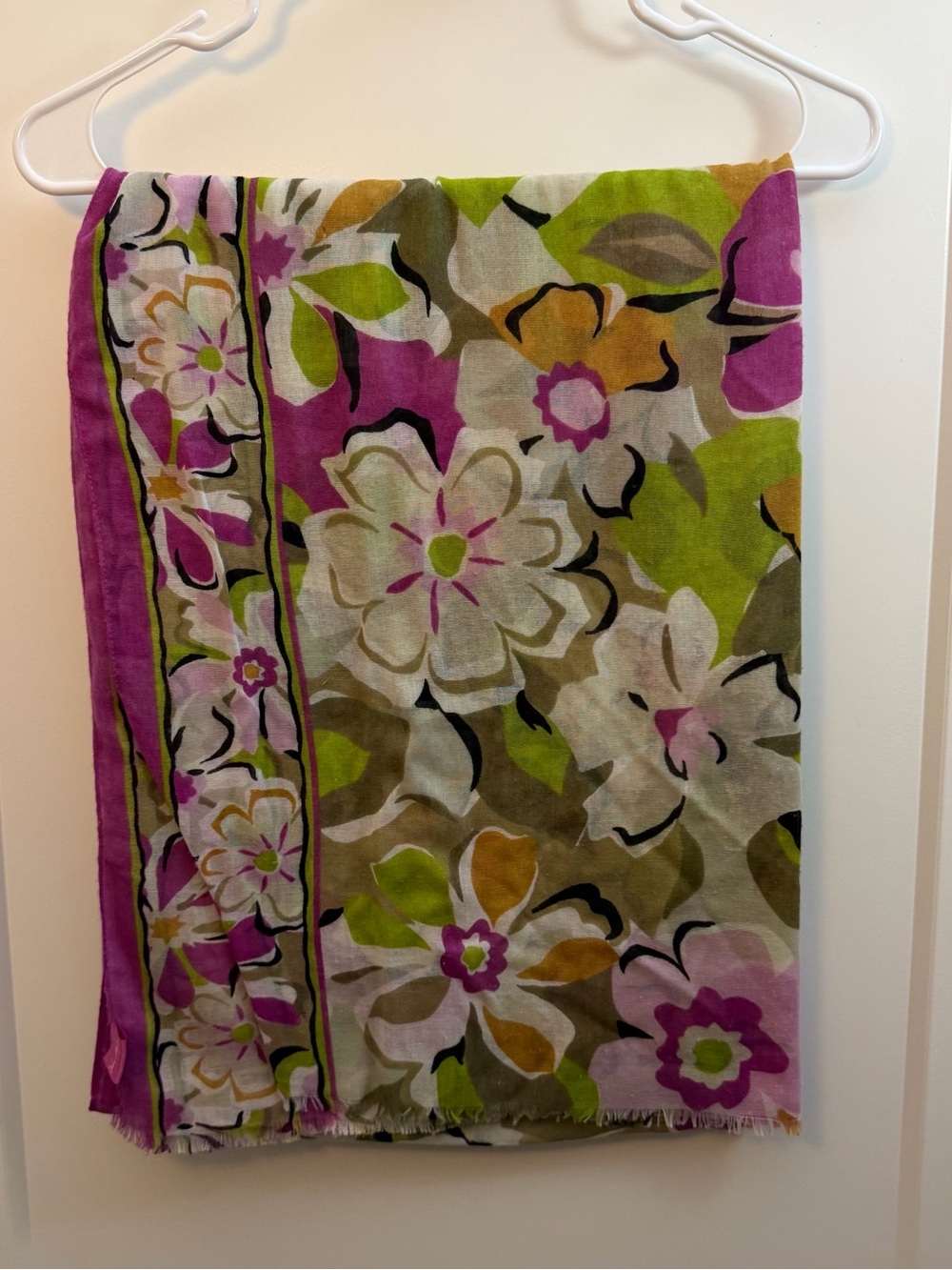 Floral Multicolor Cotton women’s scarf- Pink, Green, Brown